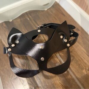 Black Cat Eye Mask with Silver Studs